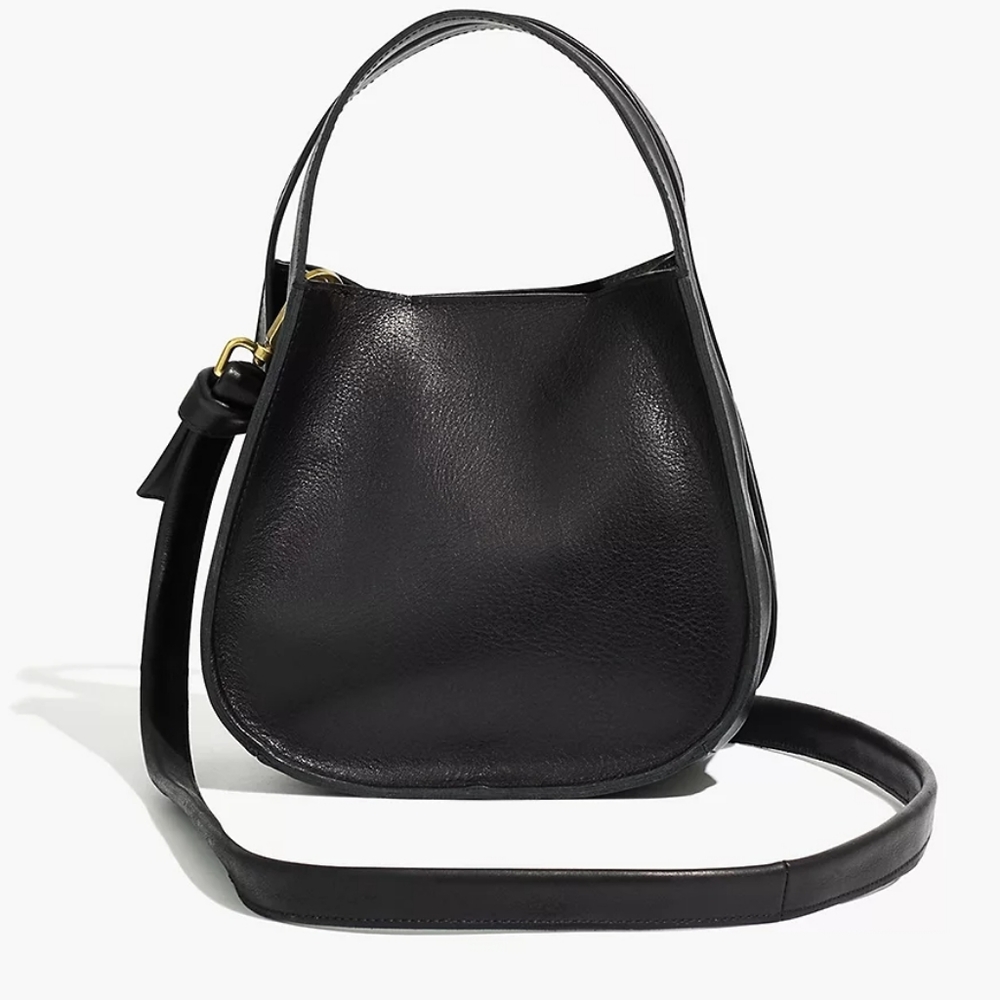 Madewell The Sydney black leather crossbody bucket bag
